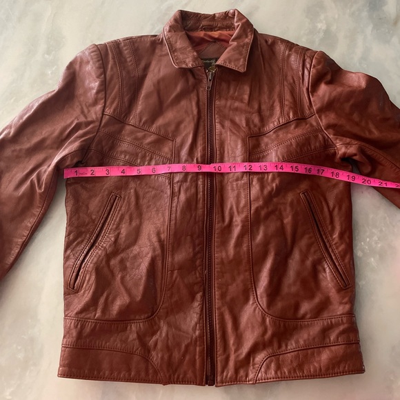 70's Vintage Fantastic International 100% Leather Camel Brown Pilot Jacket - Picture 5 of 15